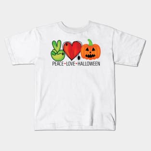 Peace Love Halloween Kids T-Shirt